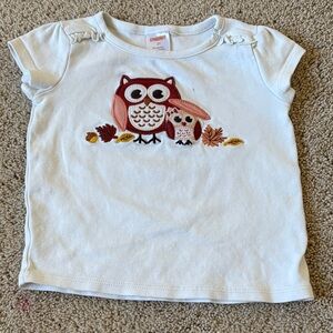 Gymboree White Tee with Owl Embroidery